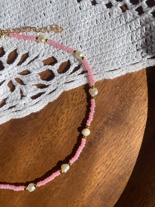 Julia in pink with freshwater pearls