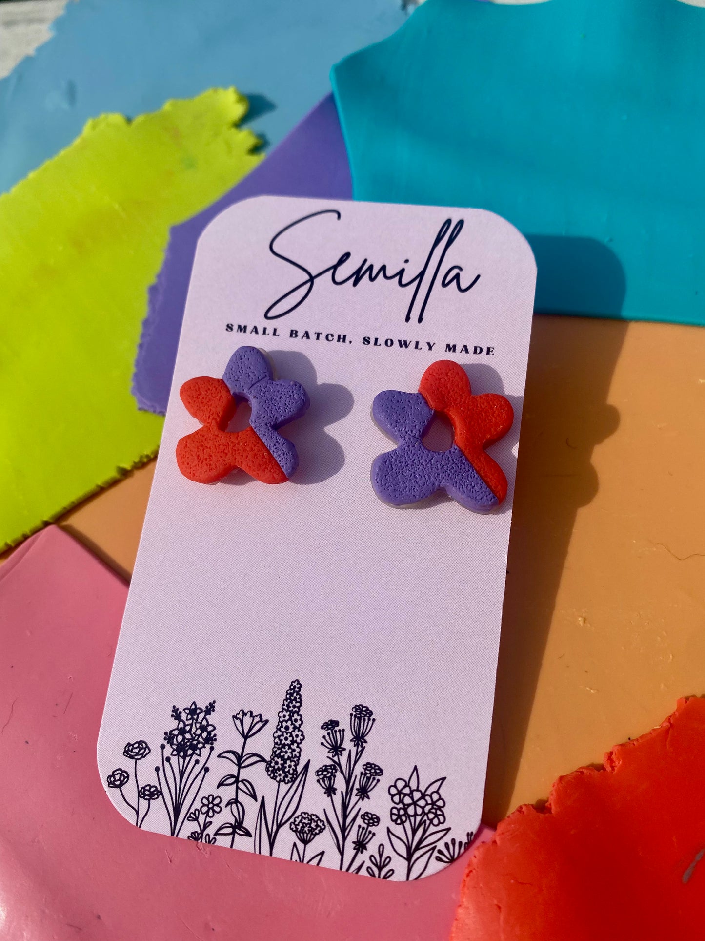 Florecita Studs in Red/Purple