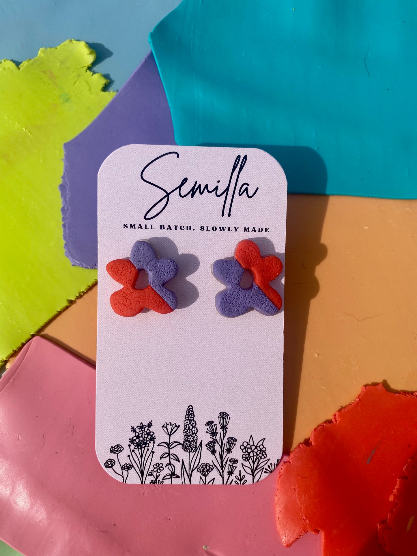 Florecita Studs in Red/Purple